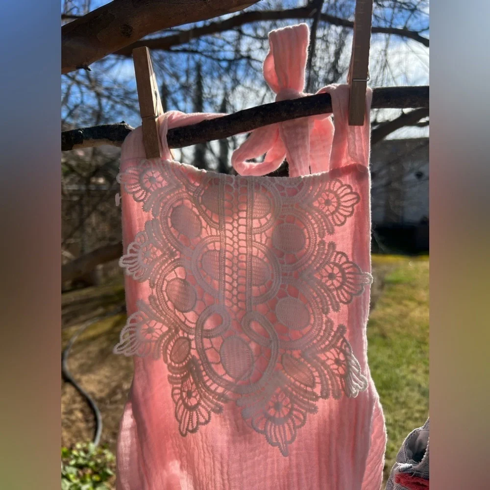 Pink Lace Romper and Denim Butterfly Overalls